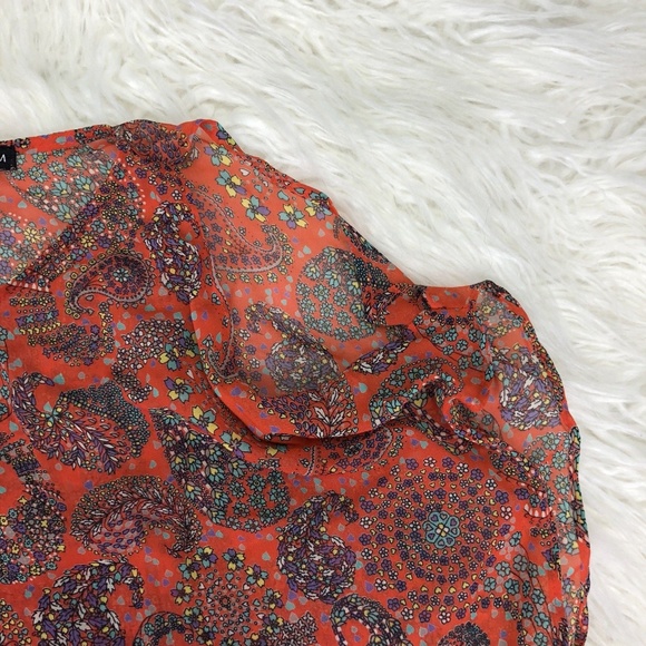 Harlowe & Graham Size Large Orange Paisley Blouse - Picture 5 of 6